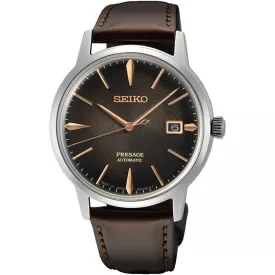 Seiko Presage Cocktail Time Irish Coffee orologio da uomo SRPJ17J1, quadrante marrone, cinturino in pelle marrone