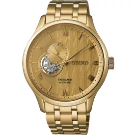 Seiko Presage Japanese Garden orologio da uomo SSA468J1, quadrante oro, cinturino in acciaio inossidabile oro