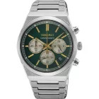 Seiko Sports Chronograph orologio da uomo SSB461P1, quadrante verde, cinturino in acciaio inossidabile argento