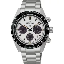 Seiko Prospex Speedtimer orologio da uomo SSC961P1, quadrante bianco, cinturino in acciaio inossidabile argento