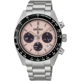 Seiko Prospex Speedtimer orologio da uomo SSC963P1, quadrante rosa, cinturino in acciaio inossidabile argento