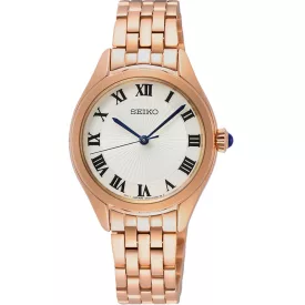 Seiko Classic orologio da donna SUR332P1, quadrante bianco, cinturino in acciaio inossidabile oro rosa