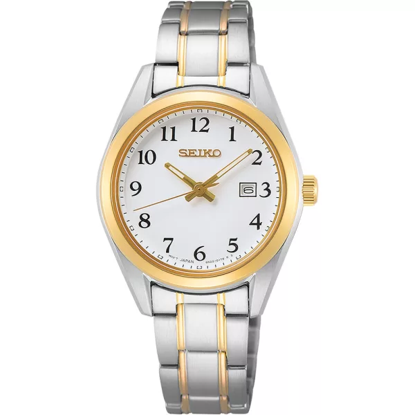 Seiko Classic orologio da donna SUR466P1, quadrante bianco, cinturino in acciaio inossidabile argento