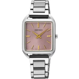 Seiko Classic orologio da donna SWR077P1, quadrante oro rosa, cinturino in acciaio inossidabile argento