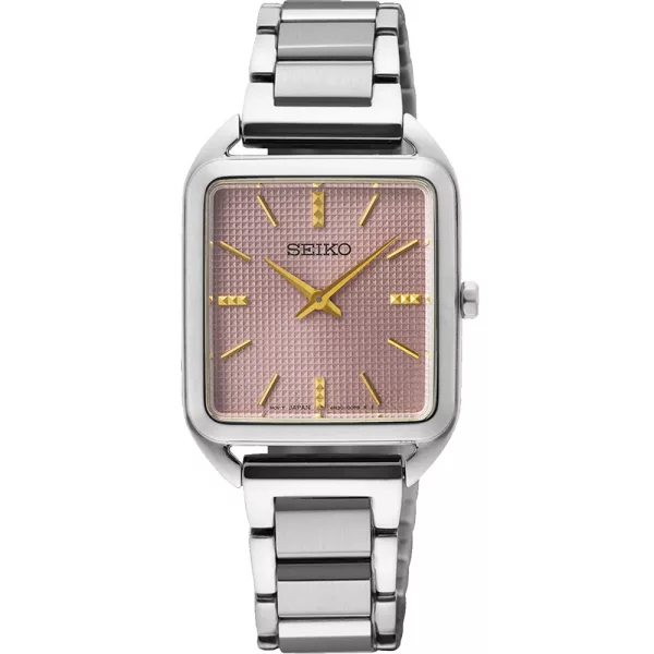 Seiko Classic orologio da donna SWR077P1, quadrante oro rosa, cinturino in acciaio inossidabile argento