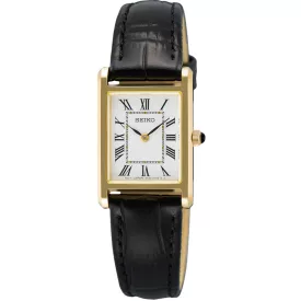 Seiko Classic orologio da donna SWR108P1, quadrante bianco, cinturino in pelle marrone