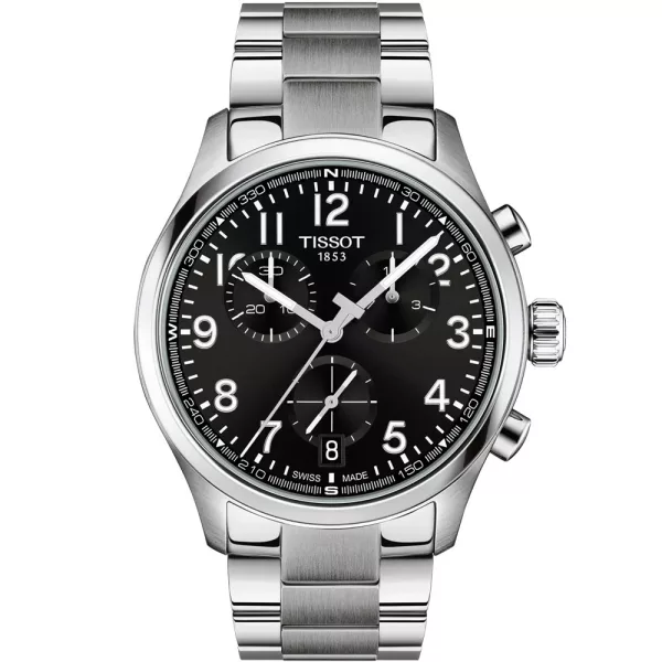 Tissot Sport Chrono L orologio da uomo T116.417.11.052.00, quadrante nero, cinturino in acciaio inossidabile argento
