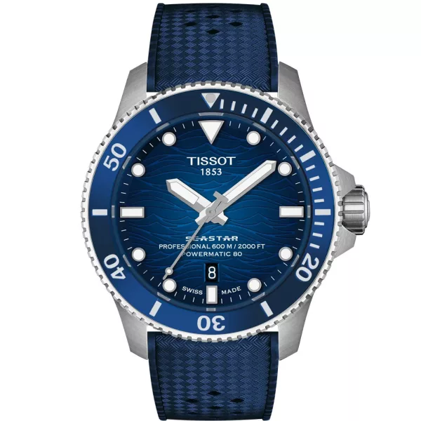 Tissot T-Sport Seastar 2000 44mm orologio da uomo T120.907.17.041.00, quadrante blu, cinturino in silicone blu