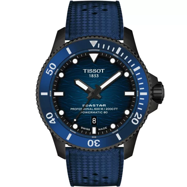 Tissot Seastar 2000 orologio da uomo T120.907.37.041.00, quadrante blu, cinturino in silicone blu