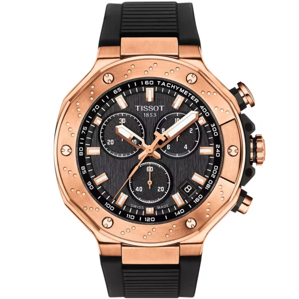 Tissot T-Sport T-Race orologio da uomo T141.417.37.051.00, quadrante nero, cinturino in silicone nero