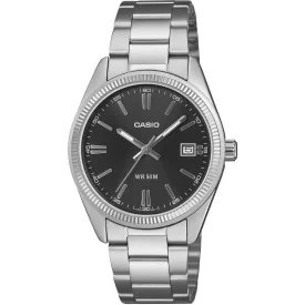 Casio Collection orologio unisex UTP-1302PD-1AVEF, quadrante nero, cinturino in acciaio inossidabile argento