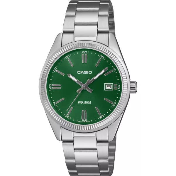 Casio Collection orologio unisex UTP-1302PD-3A1VEF, quadrante verde, cinturino in acciaio inossidabile argento
