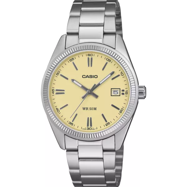 Casio Collection orologio unisex UTP-1302PD-9AVEF, quadrante beige, cinturino in acciaio inossidabile argento