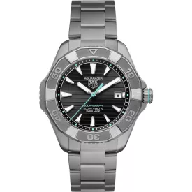 Tag Heuer Aquaracer Professional 200 Solargraph orologio da uomo WBP1184.BF0008, quadrante nero, cinturino in titanio grigio