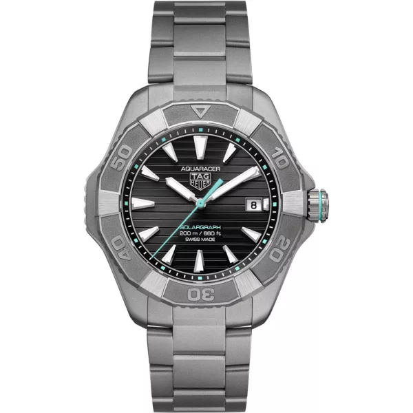 Tag Heuer Aquaracer Professional 200 Solargraph orologio da uomo WBP1184.BF0008, quadrante nero, cinturino in titanio grigio