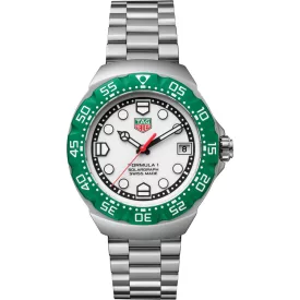Tag Heuer Formula 1 Solargraph orologio da uomo WBY111E.BA0042, quadrante bianco, cinturino in acciaio inossidabile argento